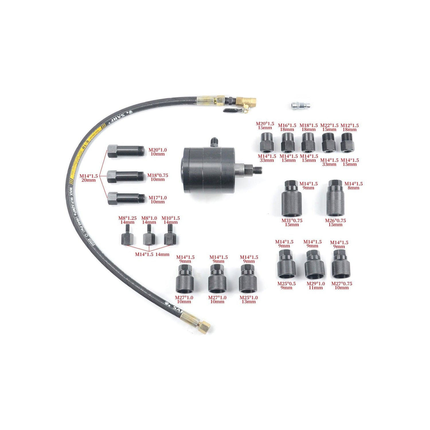 KROFtools 21tlg Diesel Einspritzdüsen Abzieher Pneumatischer Injektor Abzieher - Adapter Bosch Delphi Denso Siemens. Zum Demontieren festsitzender Einspritzdüsen & Glühkerzen. - Tools.de TP Profishop GmbH