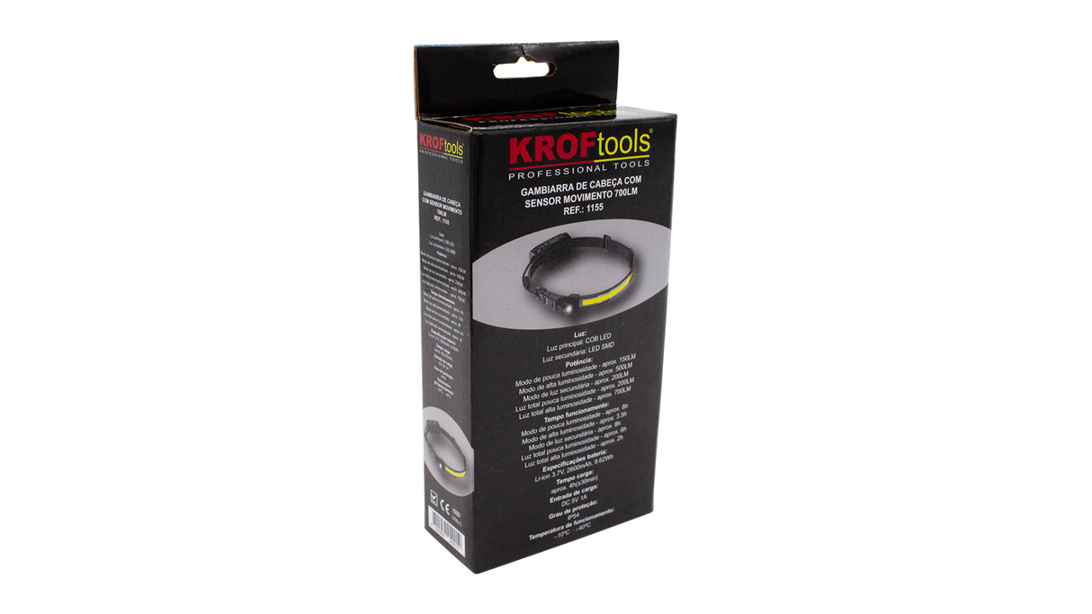 KROFtools 700 l LED-Stirnlampe mit Bewegungssensor, COB + SMD, lm - 1155 - K-1155