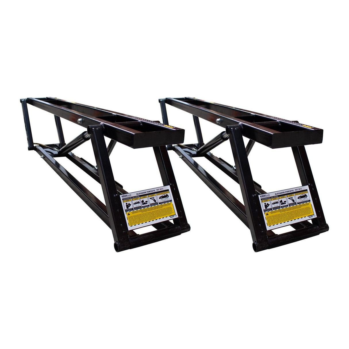 KROFtools Set Mobile Hebebühne 2500kg 90mm flach 9812 + Werkzeugwagen gefüllt, bestückt mit 160 Teile 8612