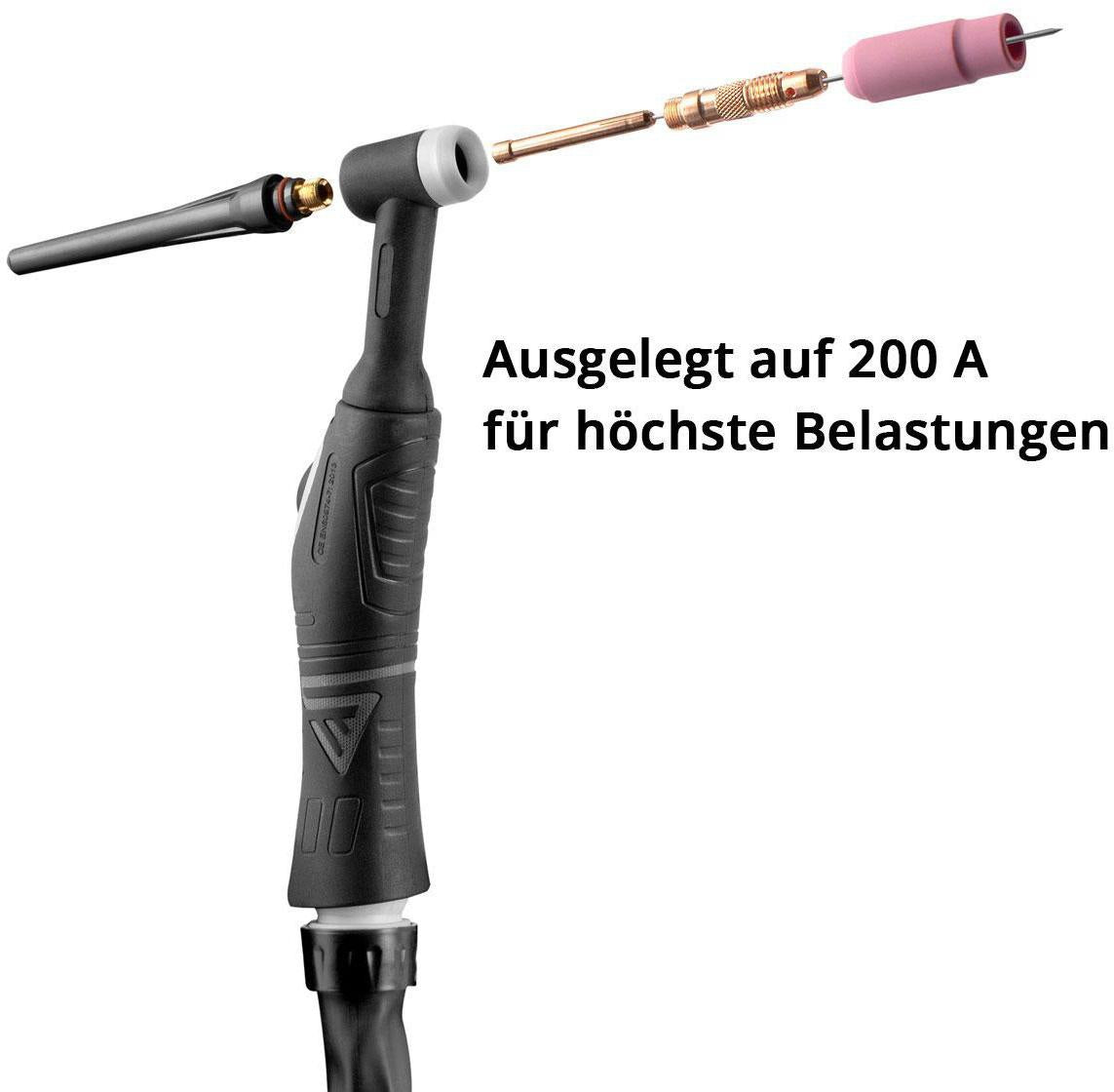 STAHLWERK WIG-Schweißbrenner WP-26 F mit 8m Schlauchpaket – flexibler Brennerkopf