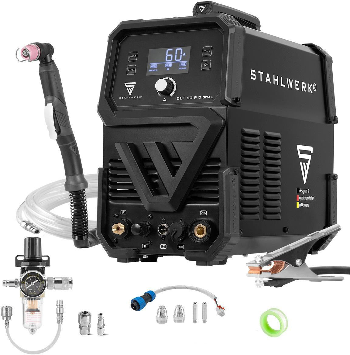 STAHLWERK CUT 60 P Digital Plasmaschneider – 60 A, 400 V, bis 20 mm Baustahl, mit Zubehör