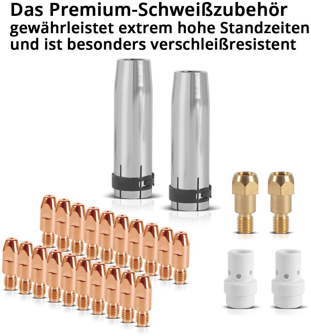 STAHLWERK Verschleißteile-Set 26-tlg. für MIG MAG Schweißbrenner – Stromdüsen 1,0/1,2 mm, Gasdüsen, Keramik-Diffusoren