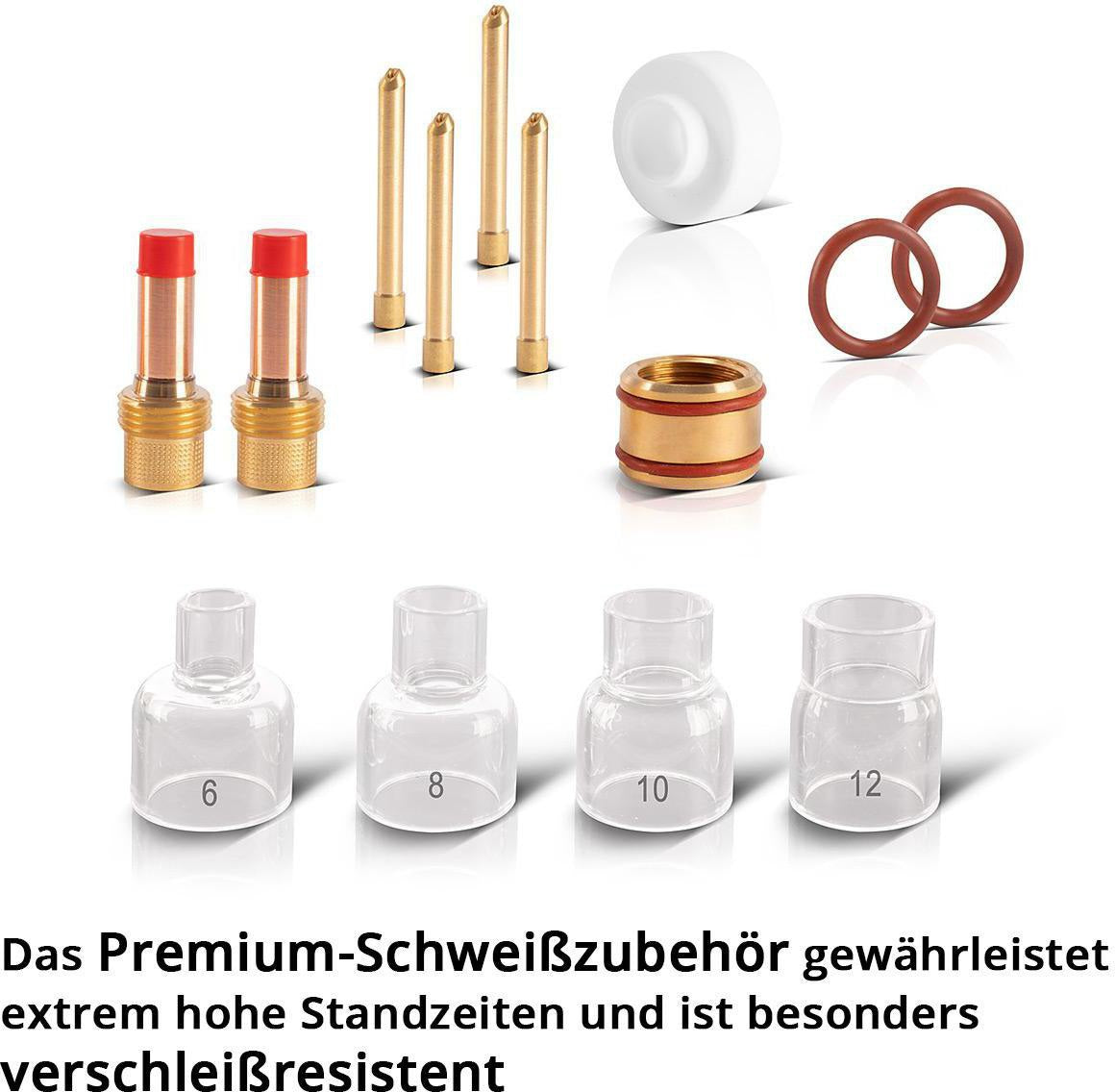 STAHLWERK Gaslinsen-Set 14-teilig für WIG-Schweißbrenner WP-17/18/26 – Premium Zubehör