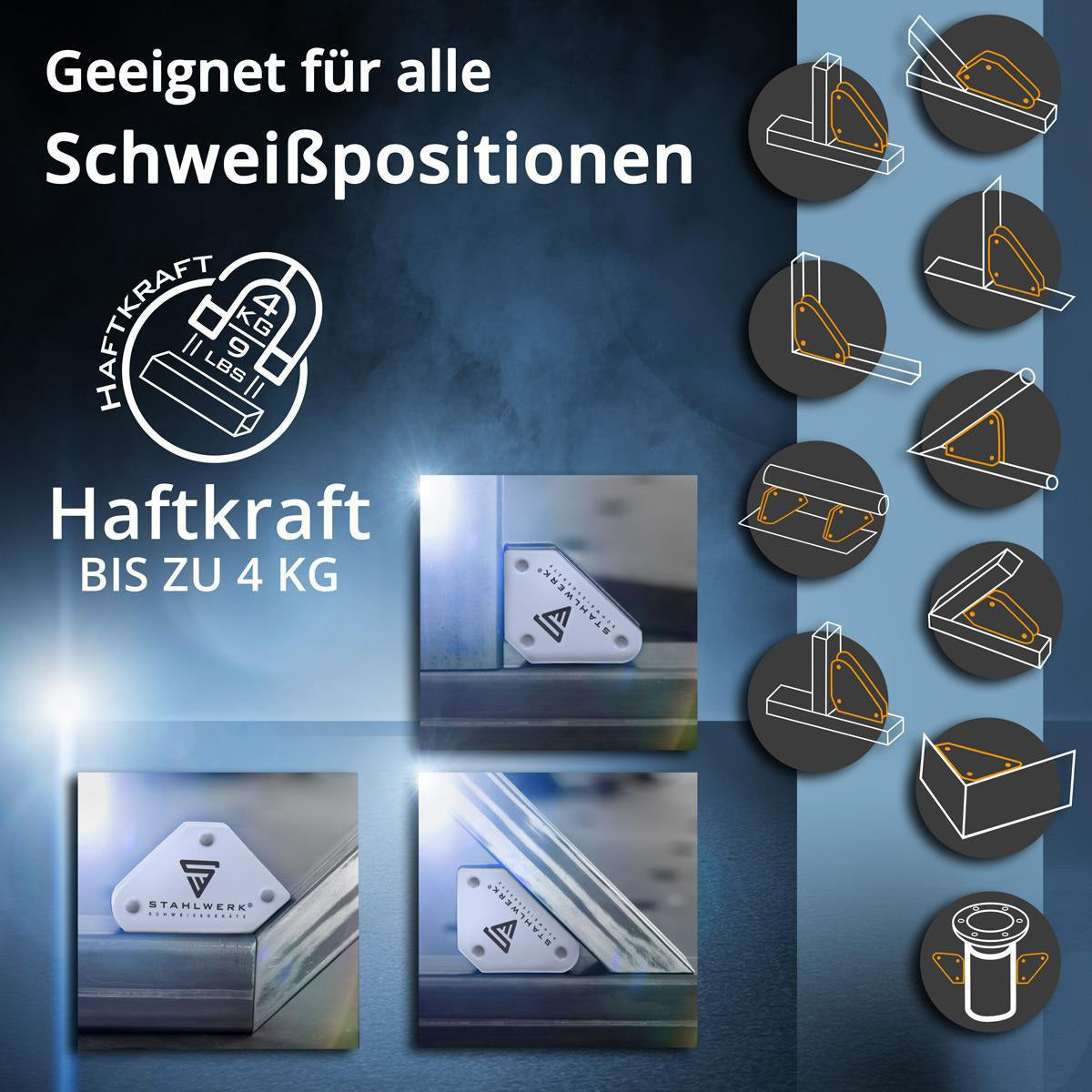 STAHLWERK Magnet-Schweißwinkel 9 & 25 lbs – 6-teiliges Set mit 45°, 90° und 135°