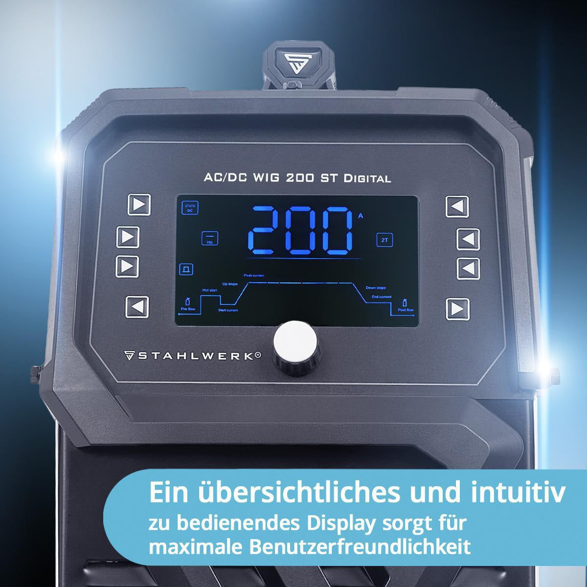 STAHLWERK AC/DC WIG 200 ST Digital Inverterschweißgerät – 3-in-1 WIG/MMA/Clean, 200 A, IGBT
