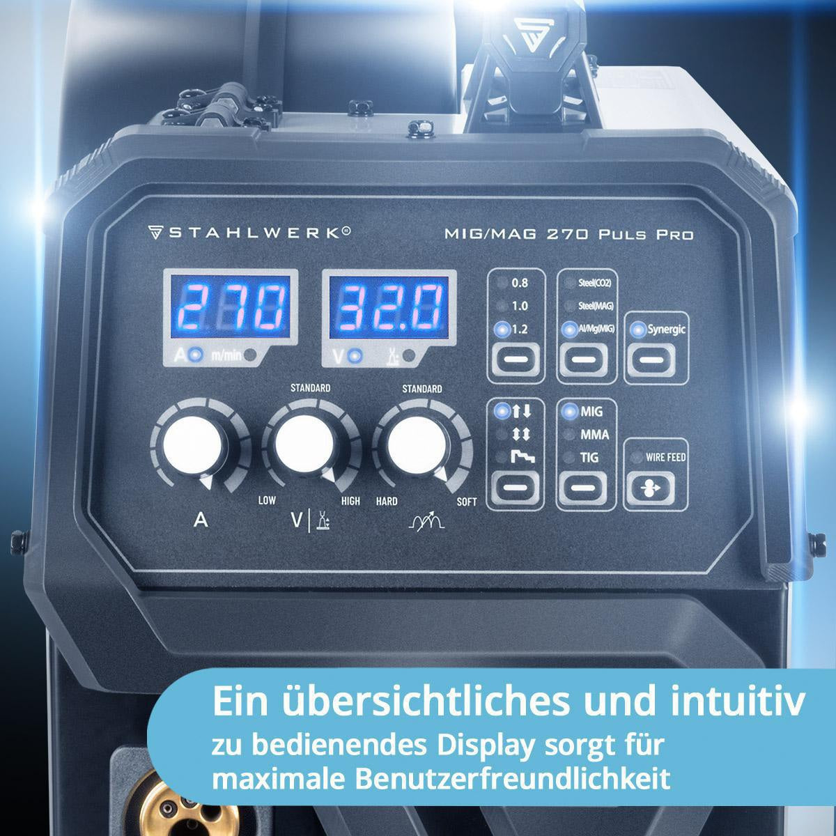 STAHLWERK MIG 270 Puls Pro Schutzgasschweißgerät 270 A mit Pulsfunktion, MIG/MAG, Lift TIG, MMA
