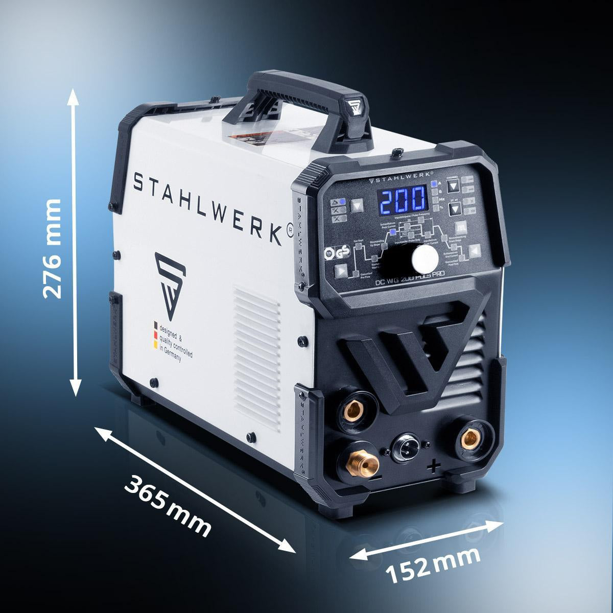 STAHLWERK DC WIG 200 Puls Pro Inverterschweißgerät – 2-in-1 WIG/MMA, 200 A, luftgekühlt, mit Zubehör