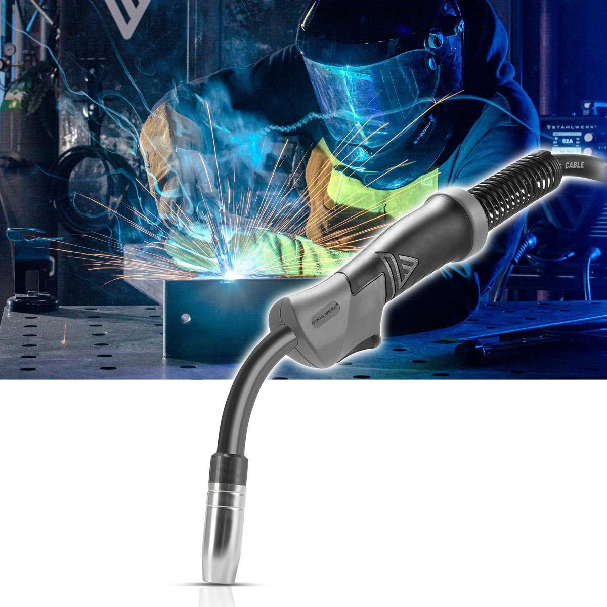 STAHLWERK AK15 · MB15 Schweißbrenner mit 3 m Schlauchpaket – 200 A, gasgekühlt, Eurozentralanschluss