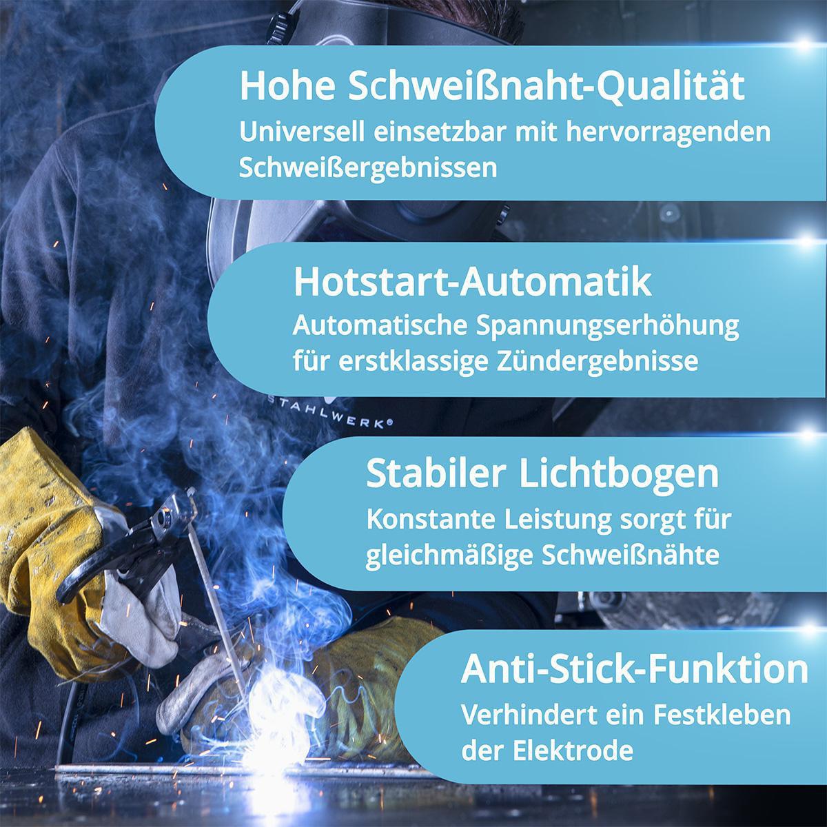 STAHLWERK Elektrodenschweißgerät ARC 200 MD Digital 10-200 A mit Zubehör