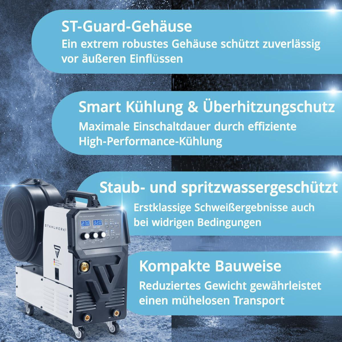 STAHLWERK MIG 270 Puls Pro Schutzgasschweißgerät 270 A mit Pulsfunktion, MIG/MAG, Lift TIG, MMA