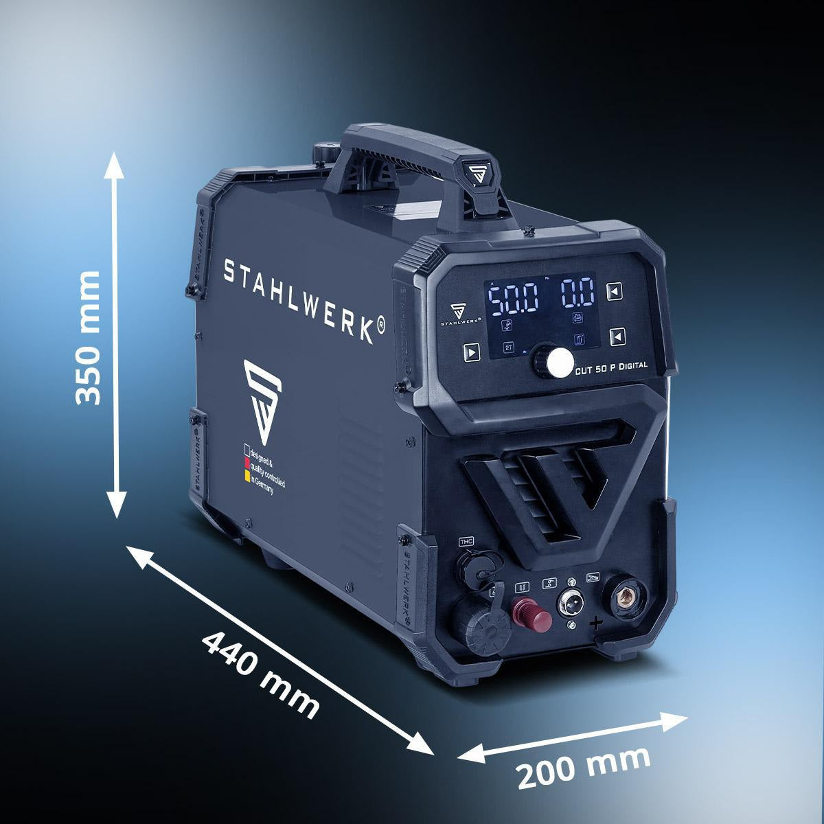 STAHLWERK Plasmaschneider CUT 50 Pro Digital – 50 A, 20 mm Baustahl, HF-Pilotzündung, THC-Schnittstelle