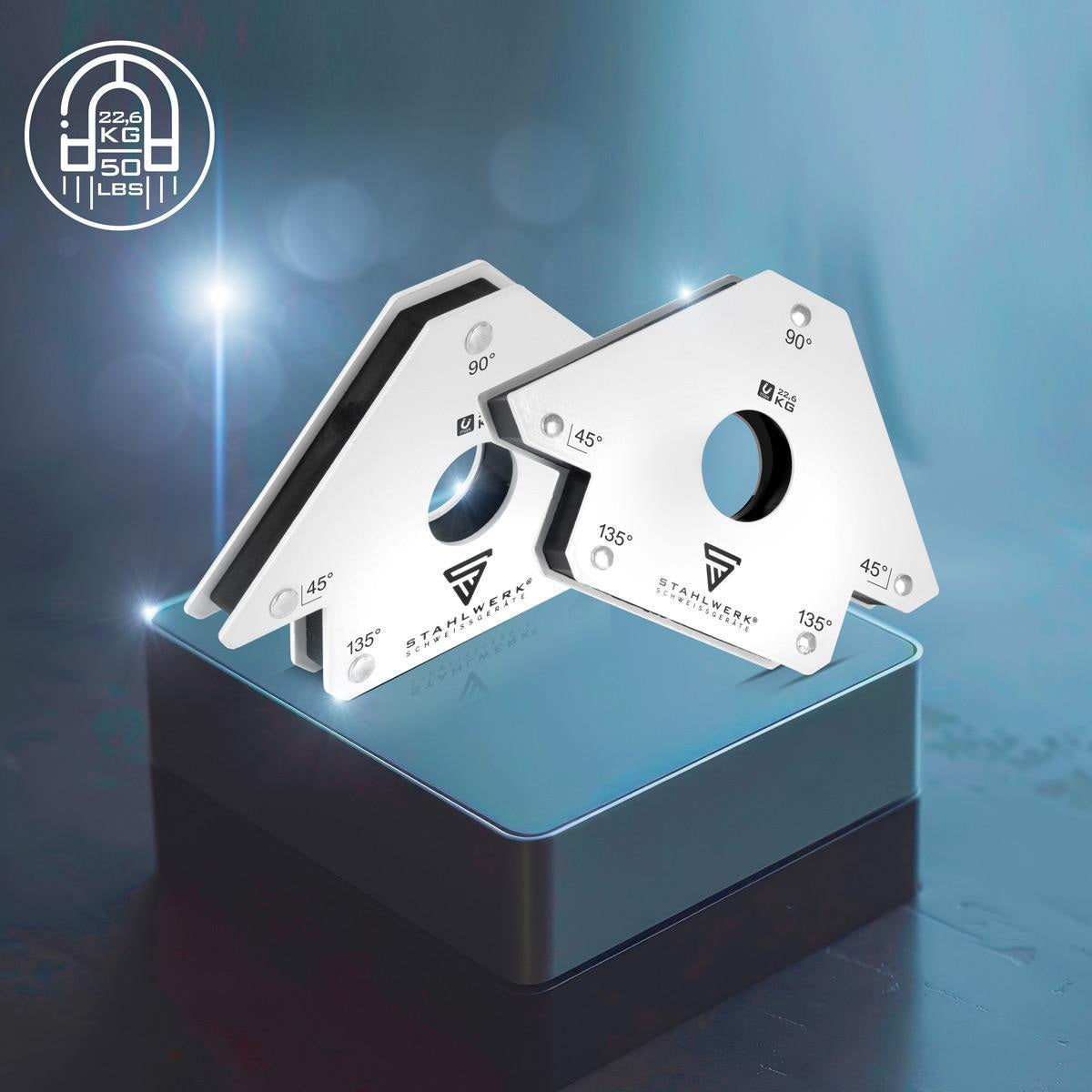 STAHLWERK Magnet-Schweißwinkel 50 lbs – 45°, 90° & 135° Winkelfixiergerät