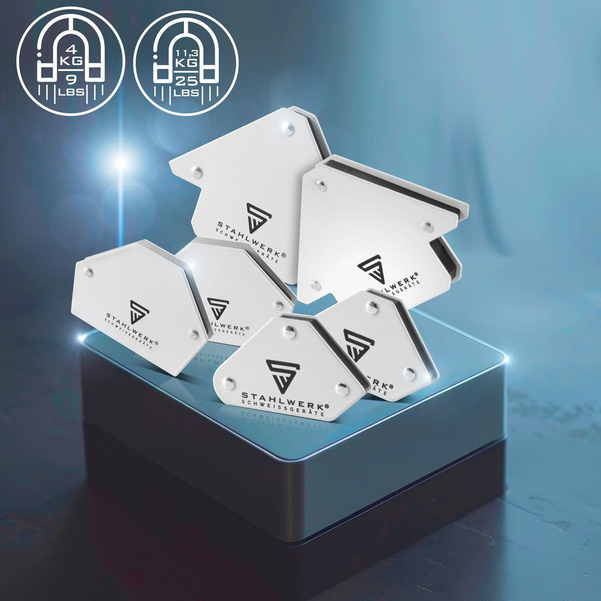 STAHLWERK Magnet-Schweißwinkel 9 & 25 lbs – 6-teiliges Set mit 45°, 90° und 135°