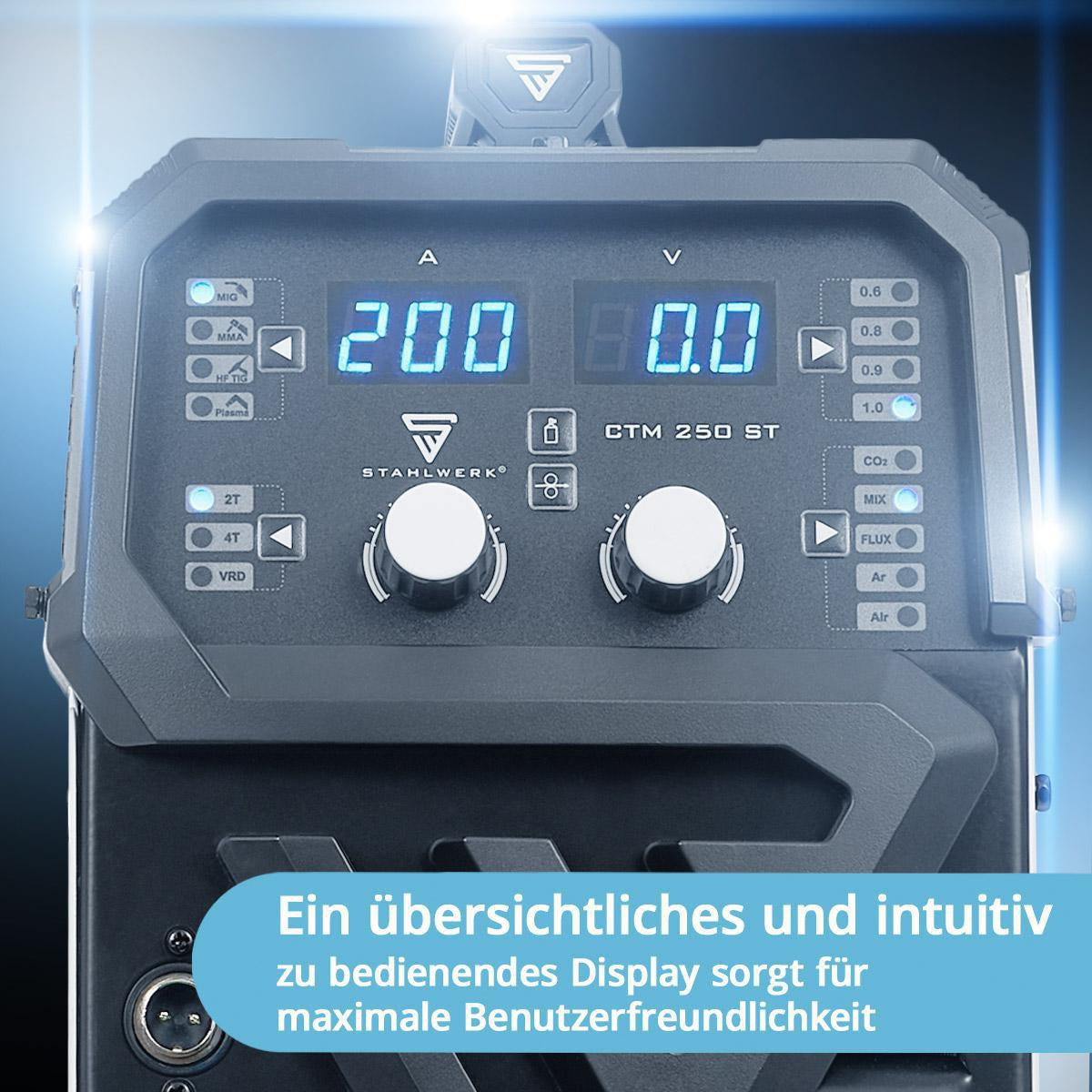 STAHLWERK CTM-250 ST 4-in-1 Kombi-Schweißgerät mit Plasmaschneidfunktion, 200 A Inverter