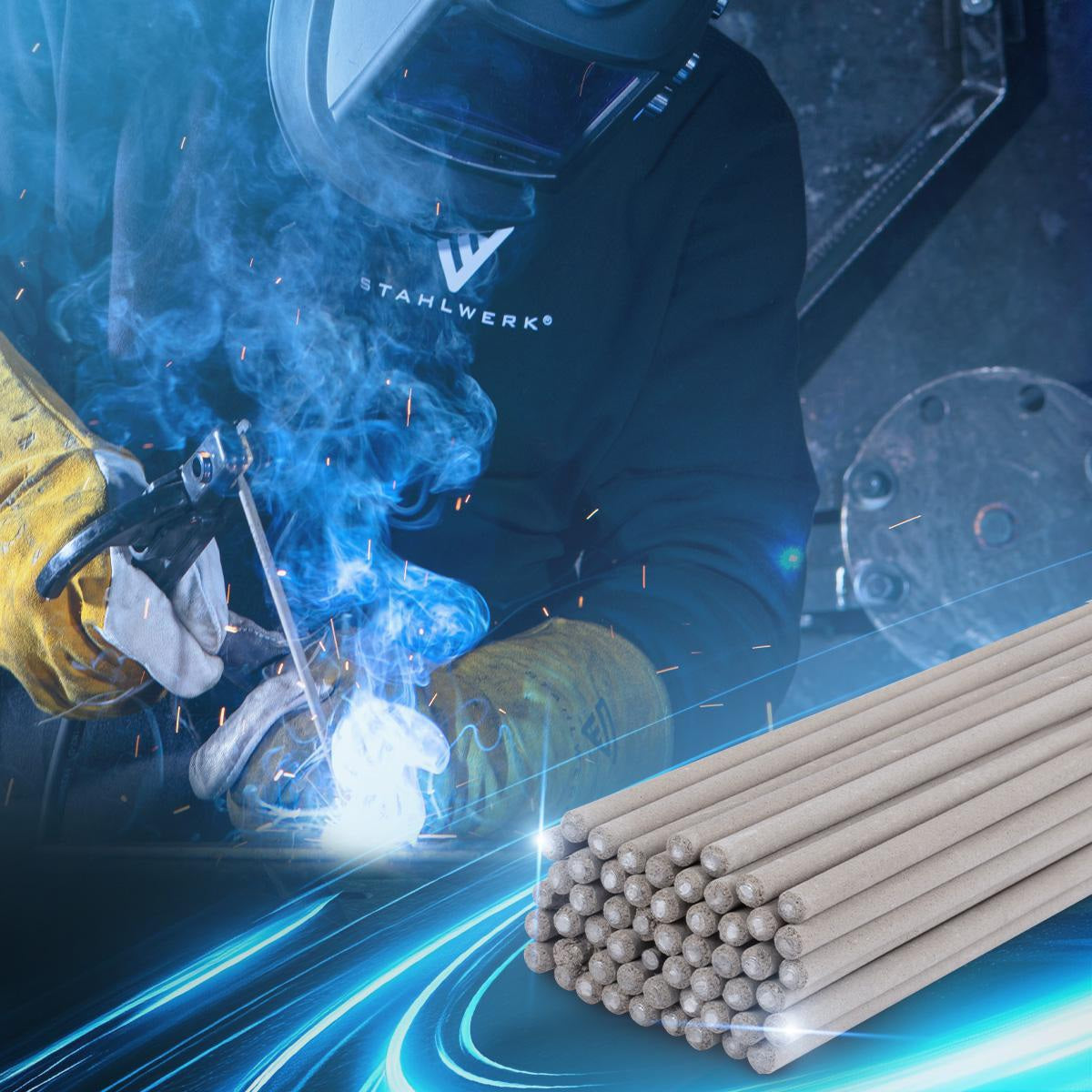 STAHLWERK Stabelektroden AWS E6013RR 2x300mm 2kg – Dick rutilumhüllt für Stahl-, Kessel- und Schiffbau