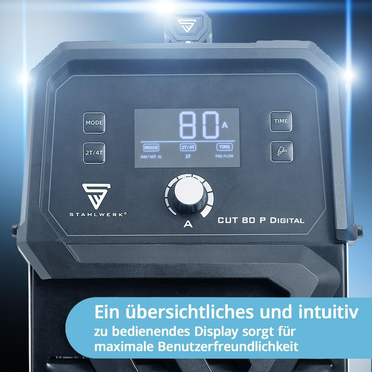 STAHLWERK Plasmaschneider CUT 80 P Digital – 80 A, 400 V, bis 25 mm Baustahl, mit Zubehör