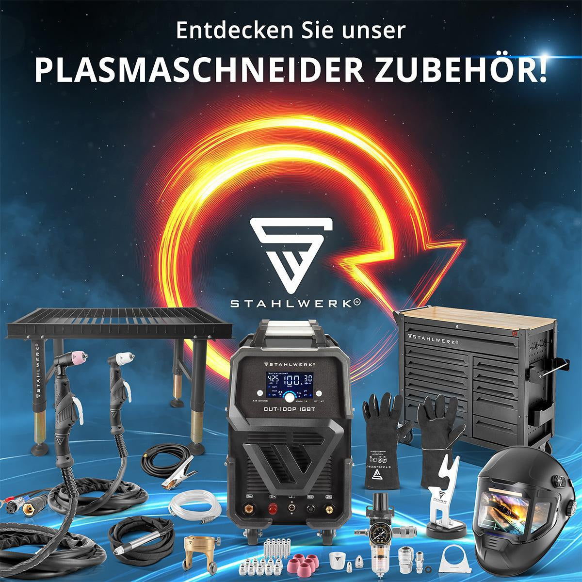 STAHLWERK CUT 60 P Digital Plasmaschneider – 60 A, 400 V, bis 20 mm Baustahl, mit Zubehör