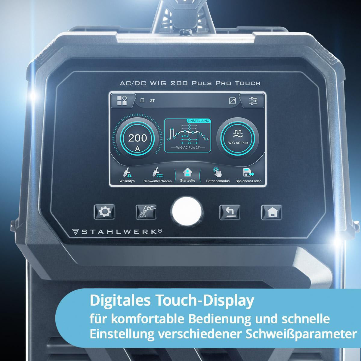 STAHLWERK AC/DC WIG 200 Puls Pro Touch Schutzgasschweißgerät mit MMA-Funktion und Touch-Display