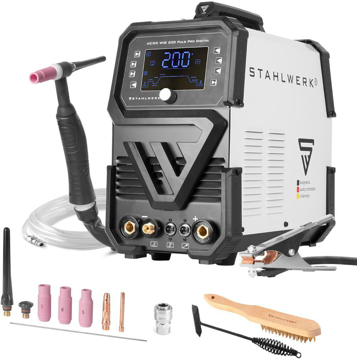 STAHLWERK AC/DC WIG 200 Puls Pro Touch Schutzgasschweißgerät mit MMA-Funktion und Touch-Display