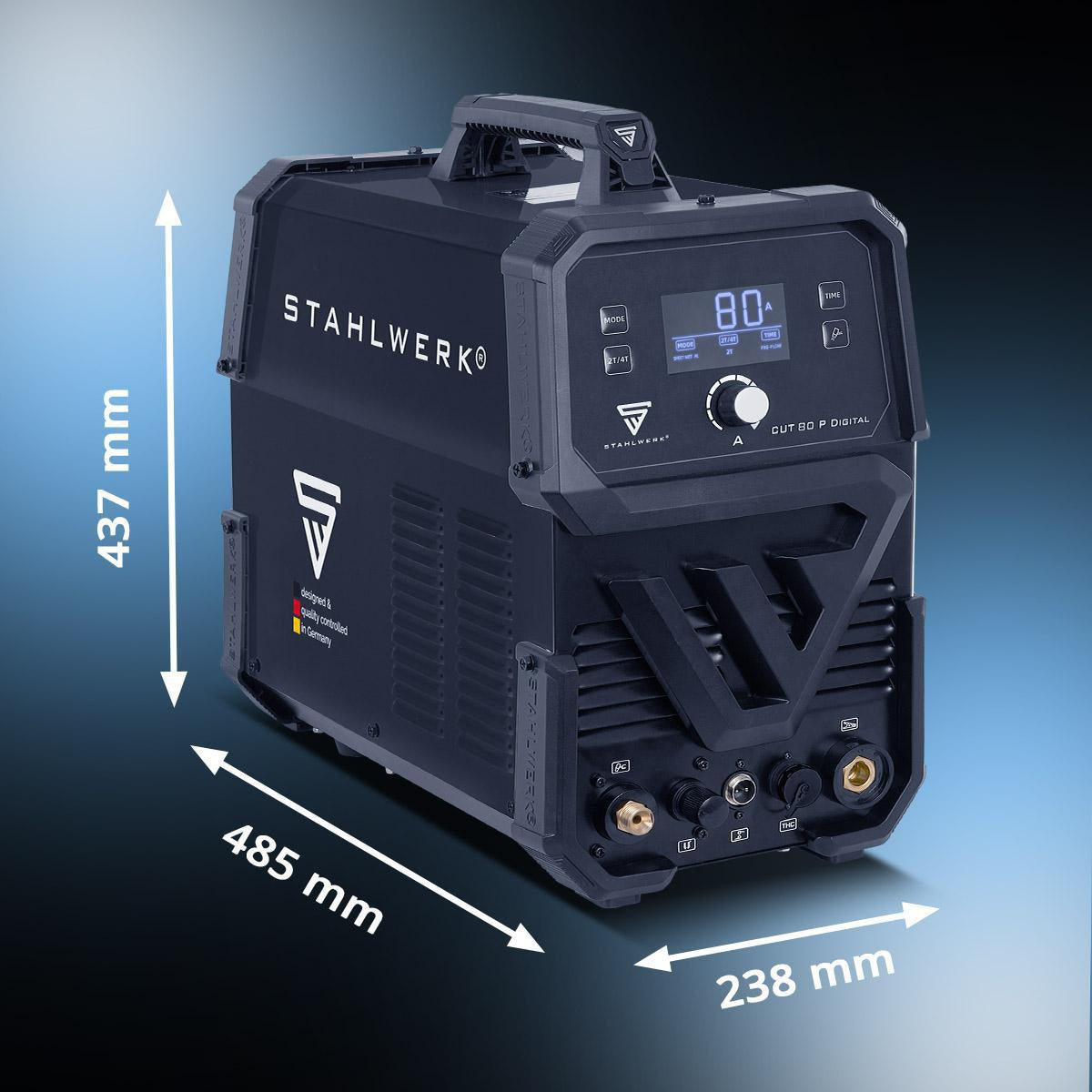 STAHLWERK Plasmaschneider CUT 80 P Digital – 80 A, 400 V, bis 25 mm Baustahl, mit Zubehör
