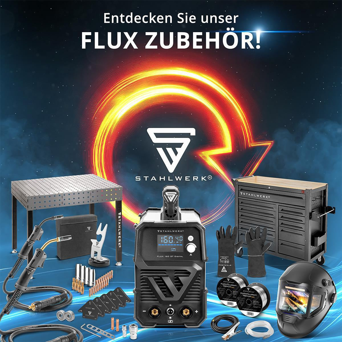 STAHLWERK Fülldraht FLUX E71T-GS 0,8 mm S100/D100 – Selbstschützend, Spritzarm