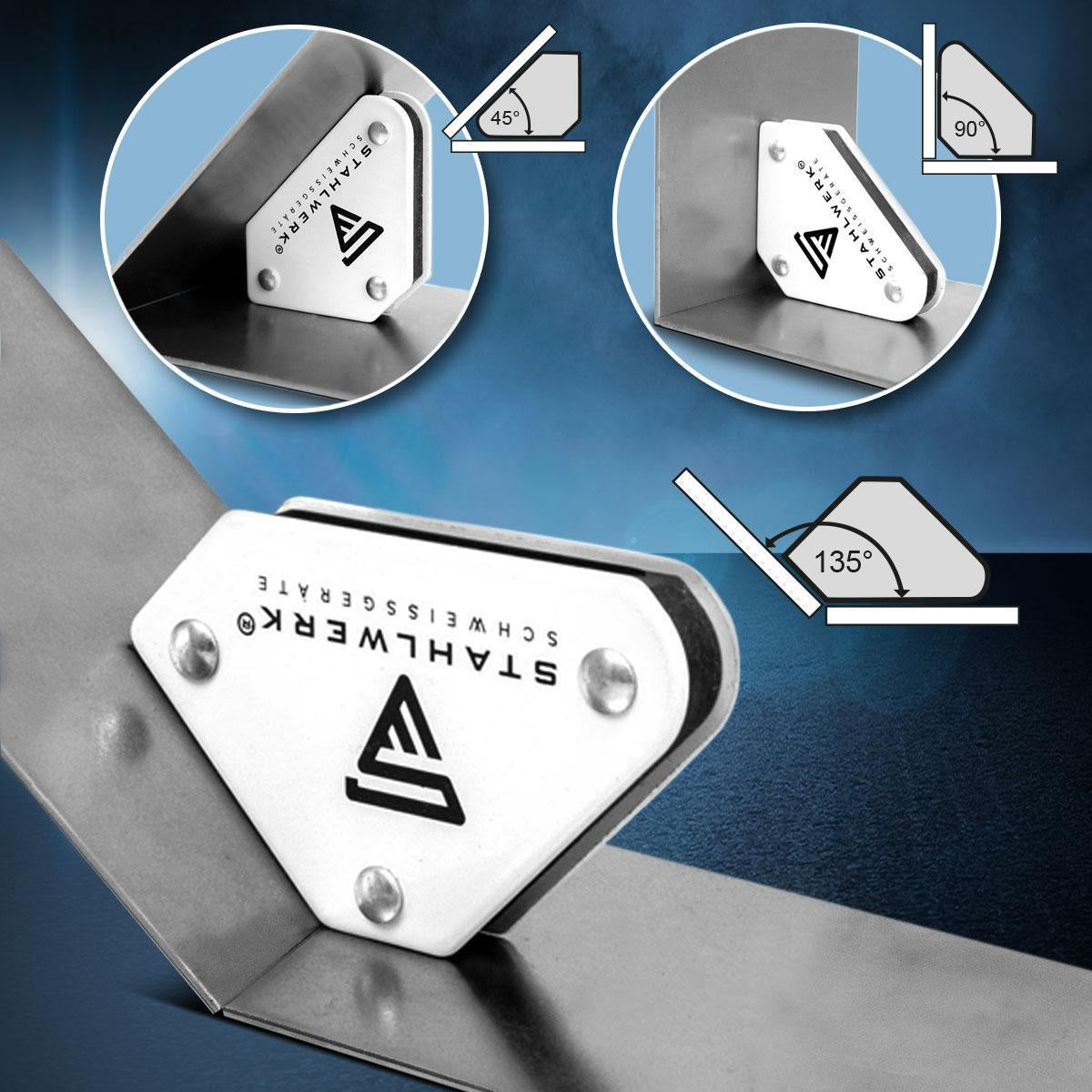 STAHLWERK Magnet-Schweißwinkel 9 & 25 lbs – 6-teiliges Set mit 45°, 90° und 135°