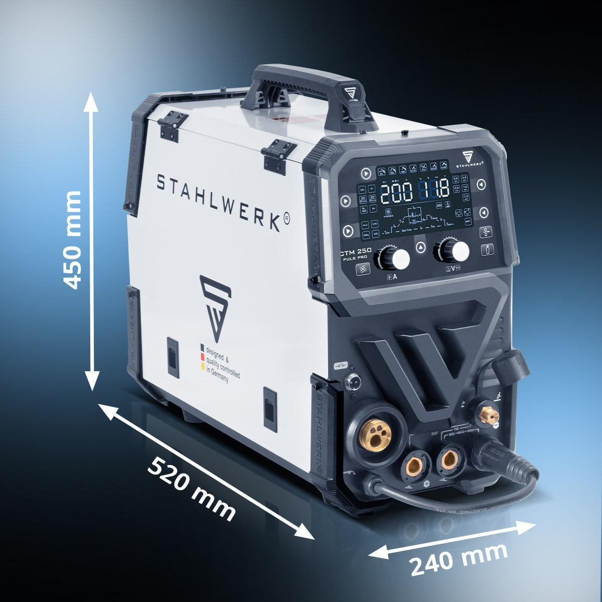 STAHLWERK CTM-250 Puls Pro Inverterschweißgerät 6-in-1 mit Plasmaschneider und 3m Zubehör