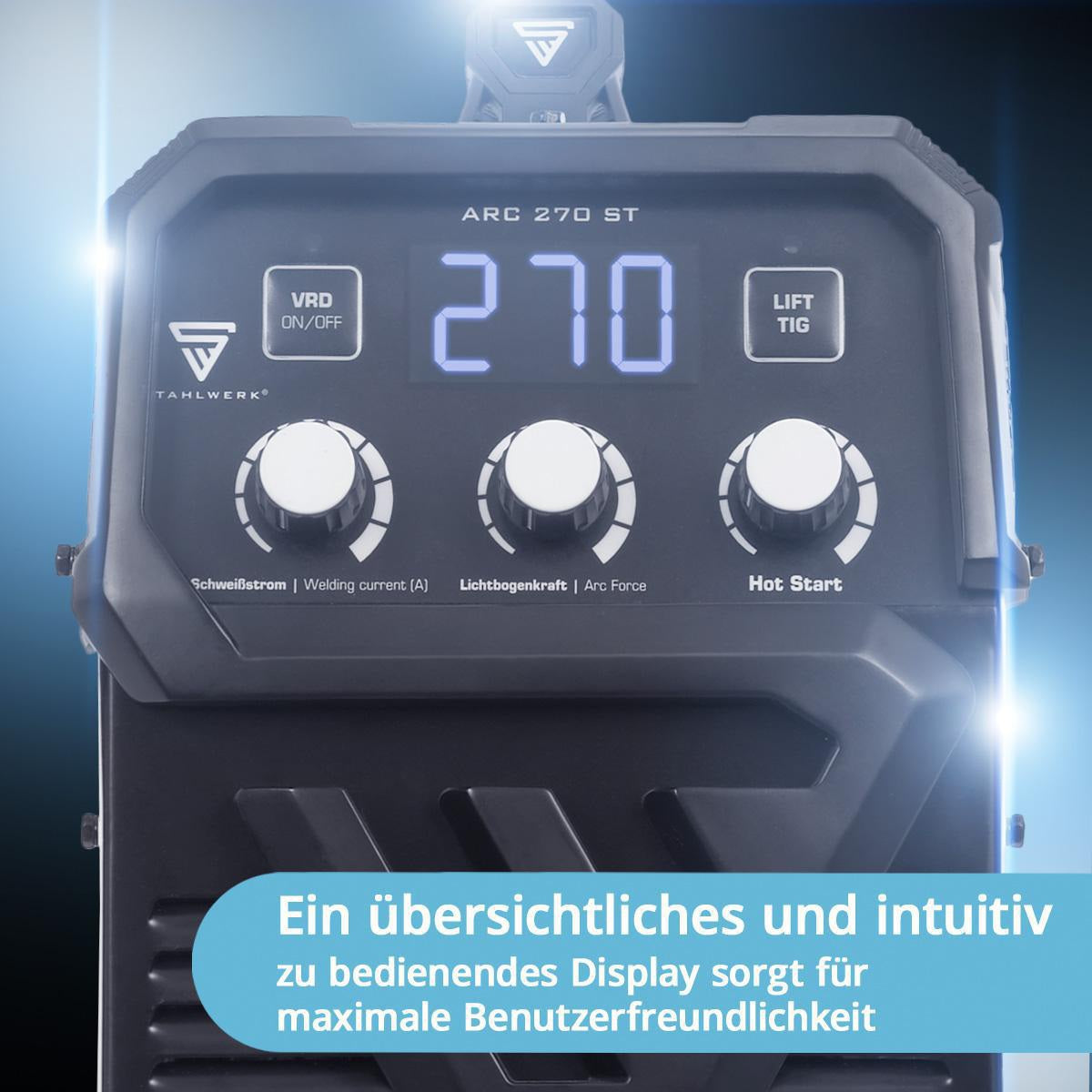 STAHLWERK ARC 270 ST Elektrodenschweißgerät – 270 A, IGBT, MMA/Lift-TIG, 400 V