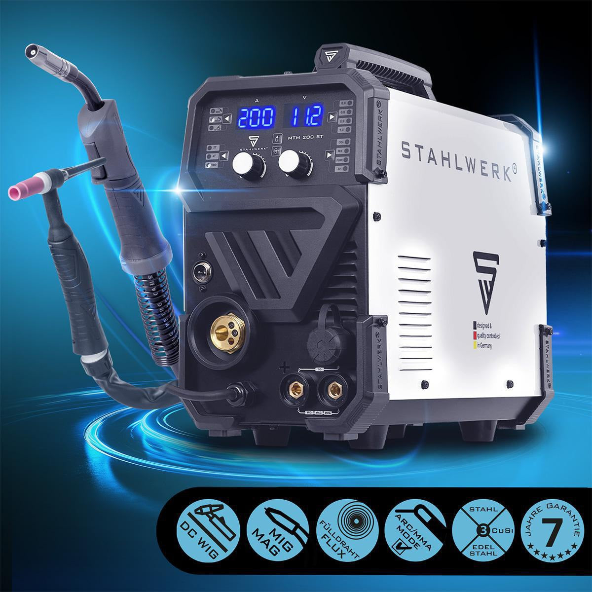 STAHLWERK MTM-200 ST Inverterschweißgerät – 3-in-1 Multiprozess 200 A MIG/MAG/WIG/MMA