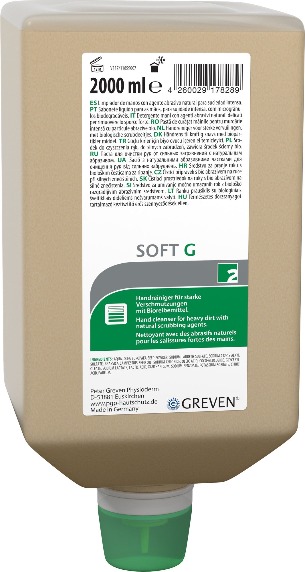 GREVEN SOFT G Handreinigung 3 l Dose – rückfettend mit Olivenkernmehl, lösemittelfrei