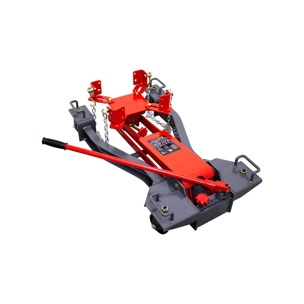 KROFtools 1000 kg Hydraulischer Getriebeheber mit verstellbarer Aufnahmeplatte für Getriebe & Motoren, 19–77 cm Hubhöhe, robust & mobil - 4926