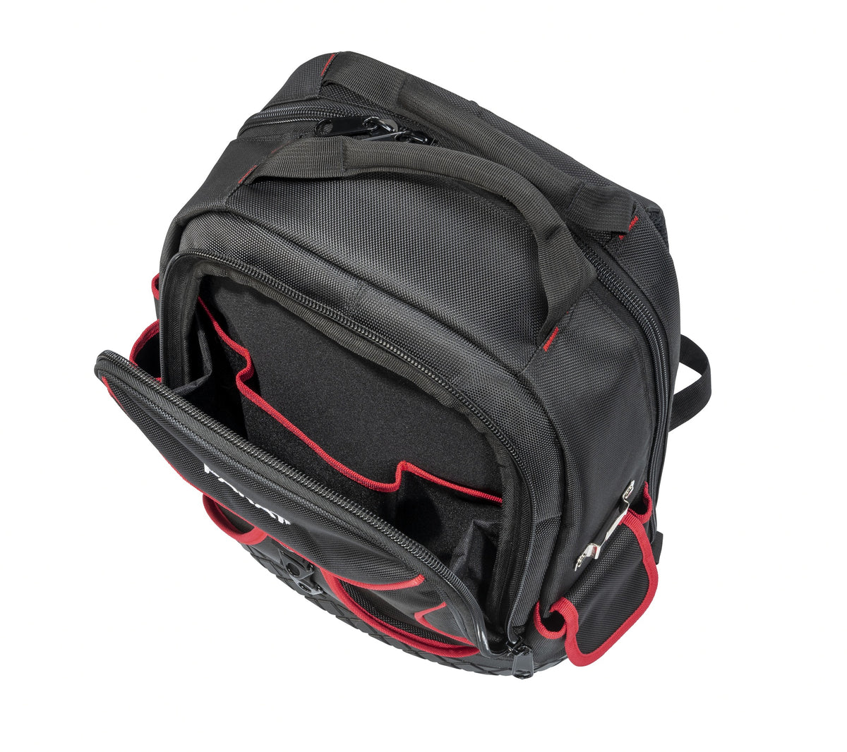 PARAT Werkzeugrucksack B360xT170xH440mm Nylon schwarz/rot – 15 Fächer & Laptopfach