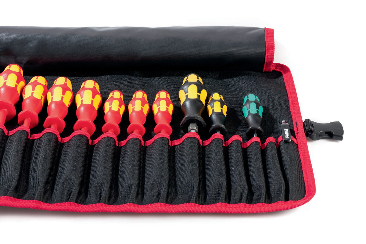 PARAT Werkzeugrolltasche 8 Fächer 410x330 mm Nylon schwarz/rot – Steckverschluss