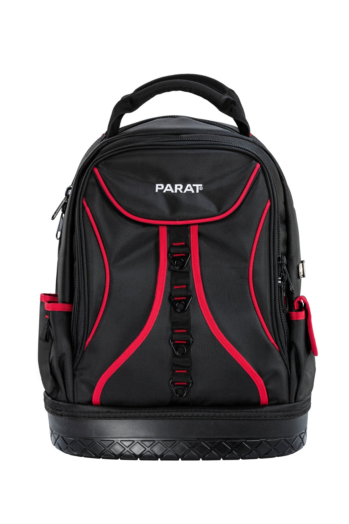 PARAT Werkzeugrucksack B360xT170xH440mm Nylon schwarz/rot – 15 Fächer & Laptopfach