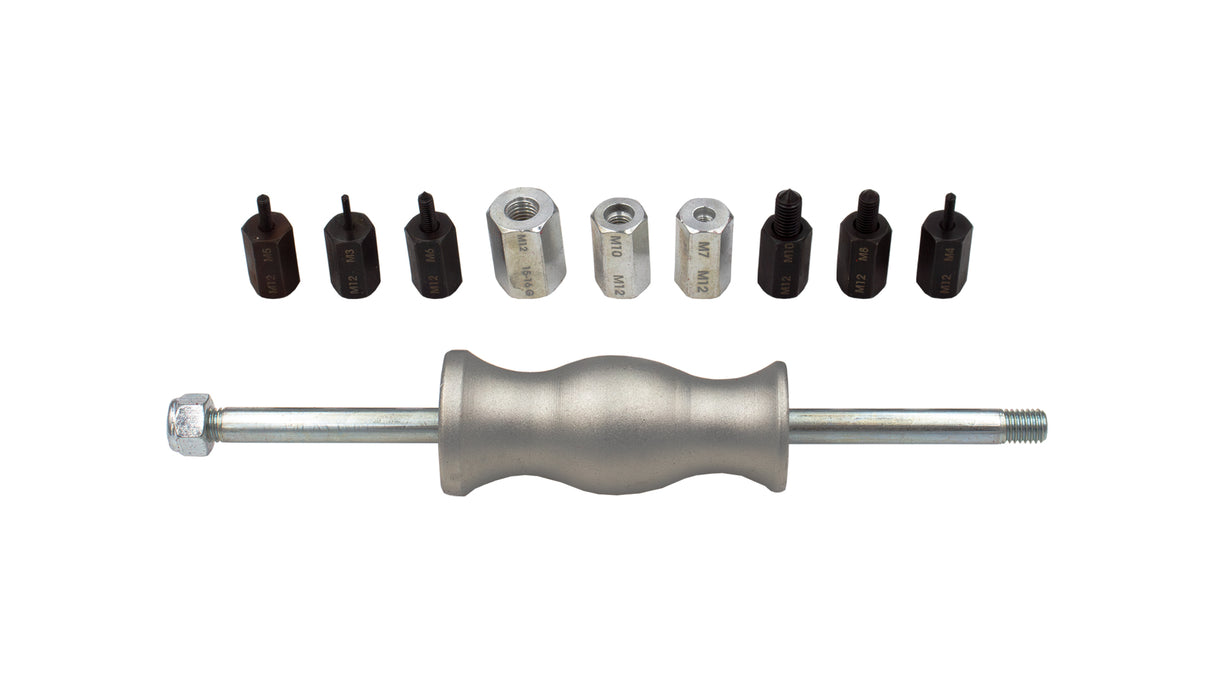 KROFtools 10-teiliges Gleithammer-Set mit Adaptern - Schlaghammer-Set Gewindeadaptern 8739 - K-8739