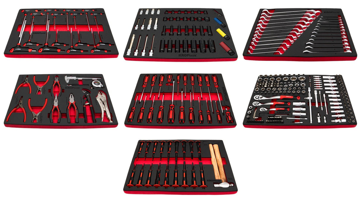 KROFtools PRO Line Werkzeugwagen, bestückt mit 318 Werkzeugen, 9 Schubladen - Art. 8637