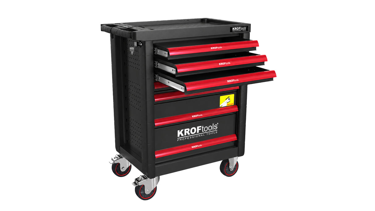 KROFtools Werkzeugwagen, bestückt mit 160 Werkzeugen, 7 Schubladen - REF. 8621