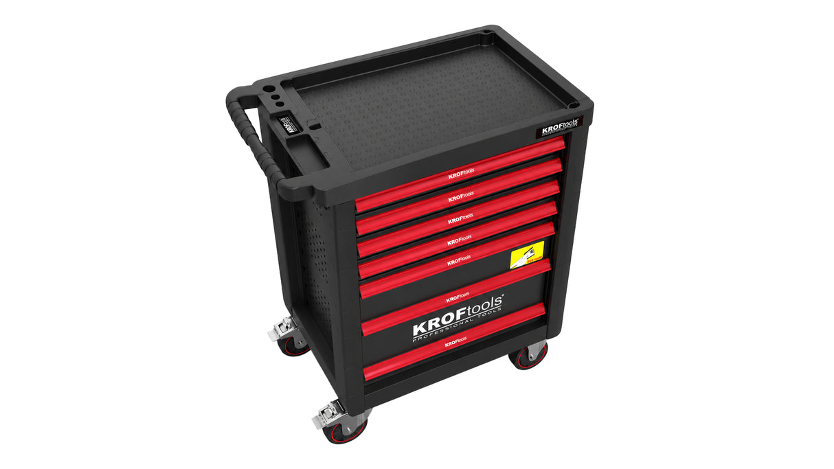 KROFtools Werkzeugwagen, bestückt mit 160 Werkzeugen, 7 Schubladen - REF. 8621
