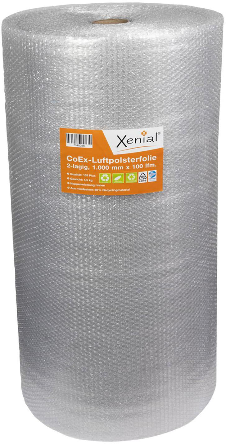 TRANSPAK Luftpolsterfolie 1000 mm x 100 m, 2-lagig, grau, recycelbar