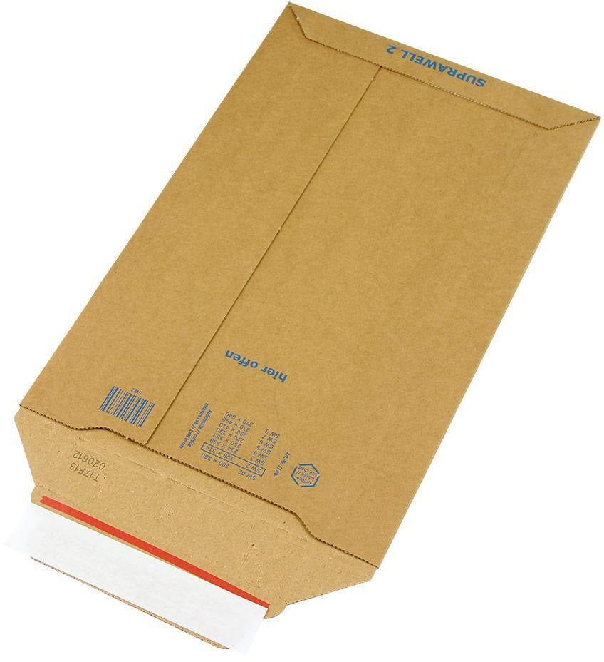 Versandtasche Suprawell B5 194x310 mm Wellpappe braun von TRANSPAK – 100 Stück