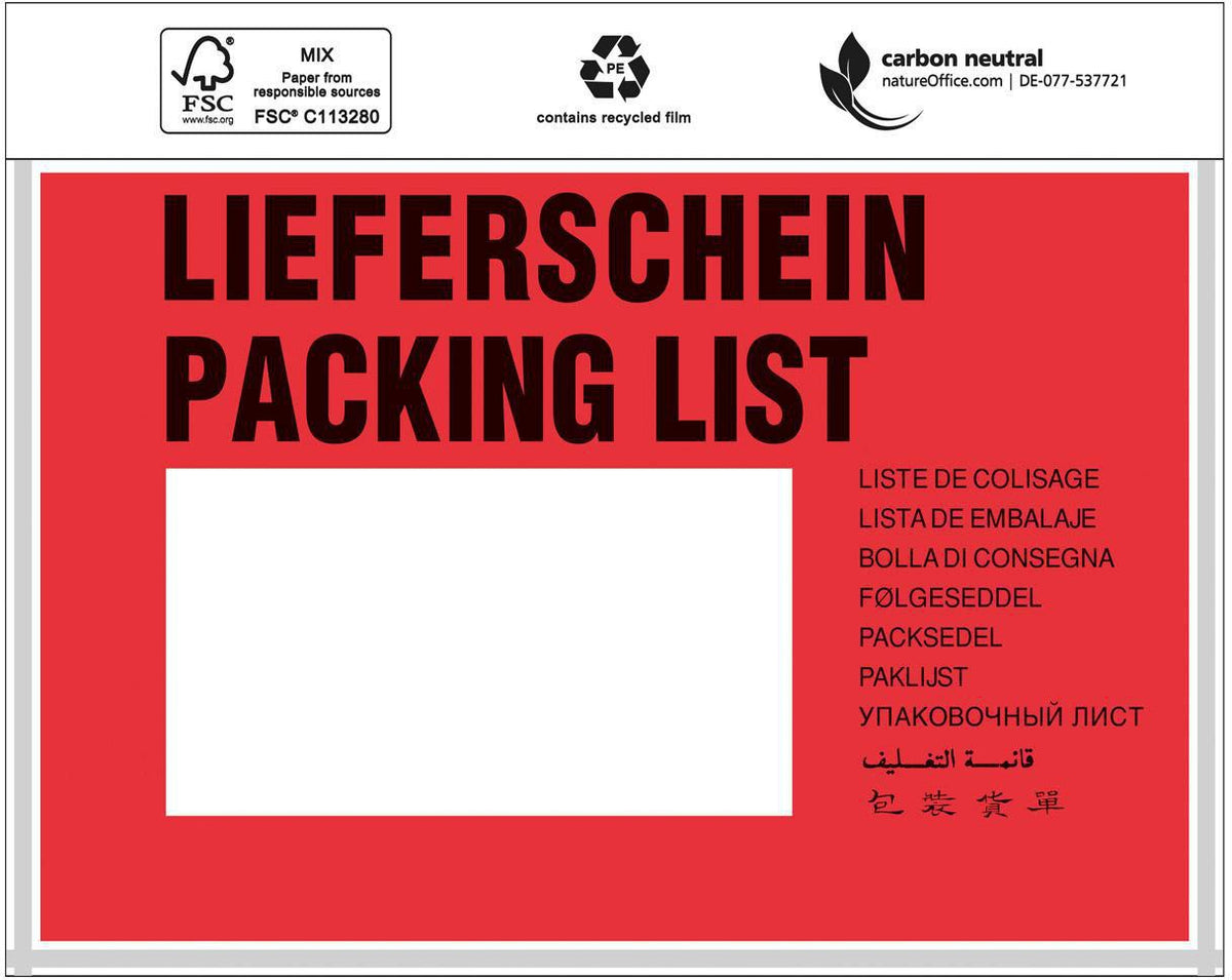 TRANSPAK Dokumententaschen Standard C6 175x118mm mit Lieferschein/Rechnung Aufdruck