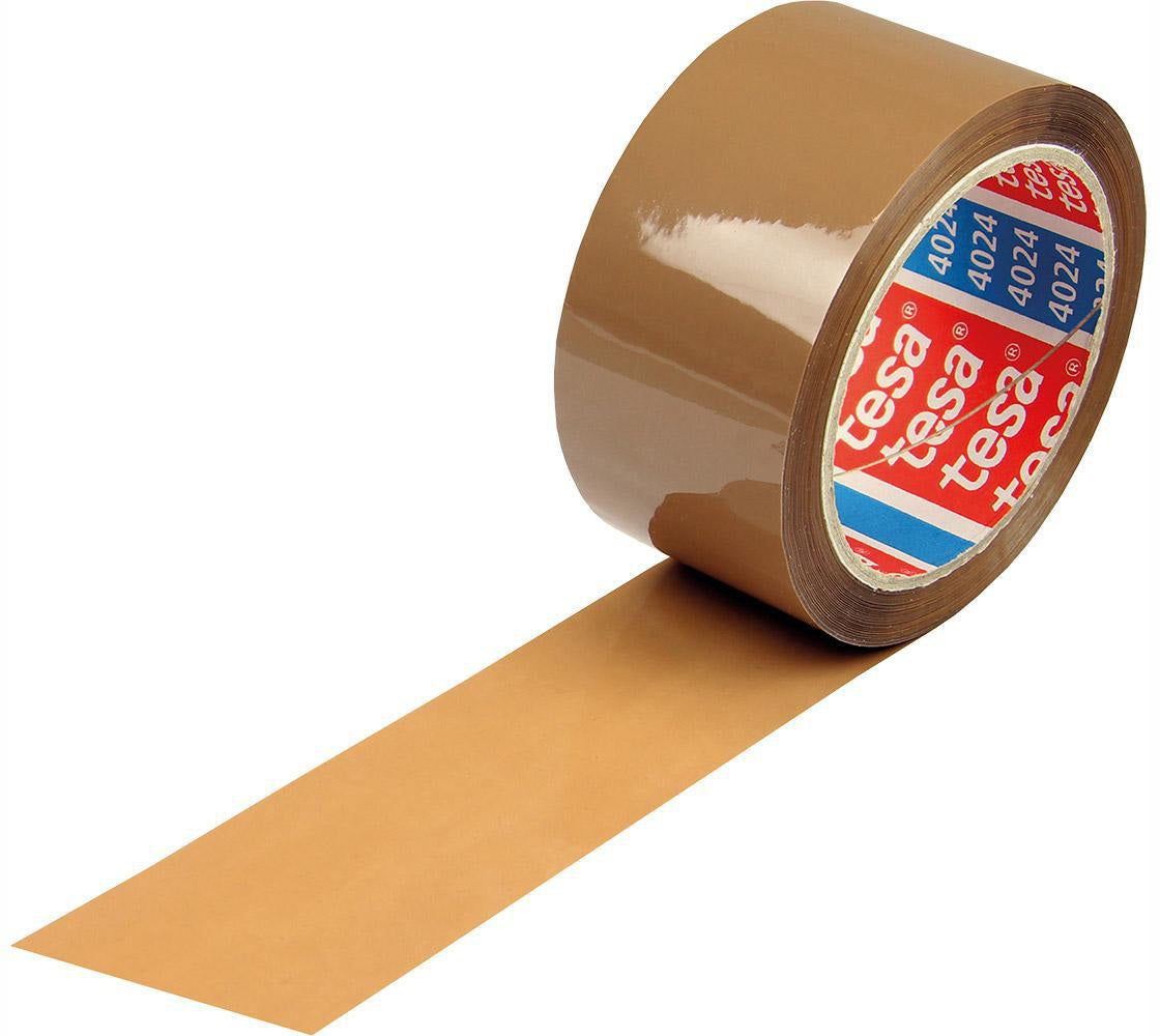 tesa 4024 PP Klebeband 50 mm x 66 m braun – leises Abrollen, hohe Klebkraft