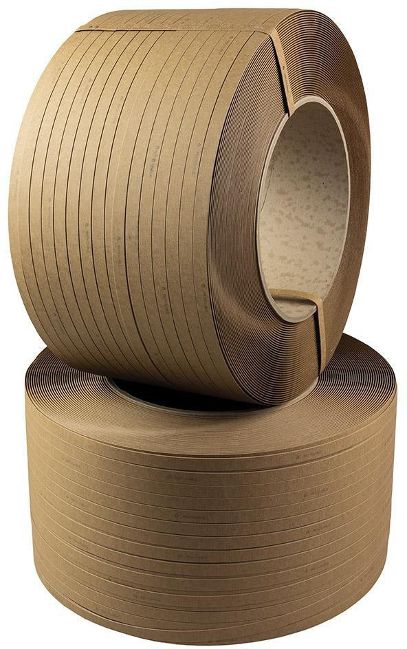 TRANSPAK Umreifungsband 12mm x 2000m aus Kraftpapier – 2 Stück, recycelbar