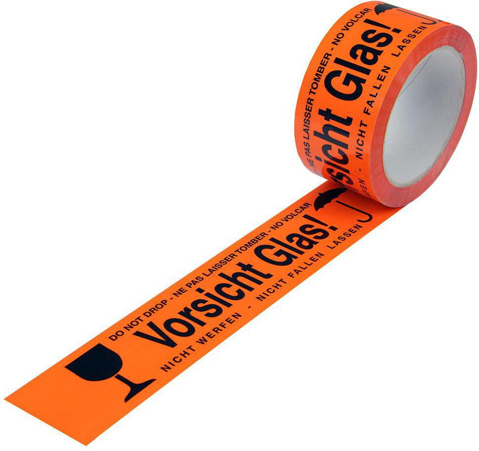 Warnklebeband PP Bruchgefahr 50 mm x 66 m rot von TRANSPAK – 36 Rollen