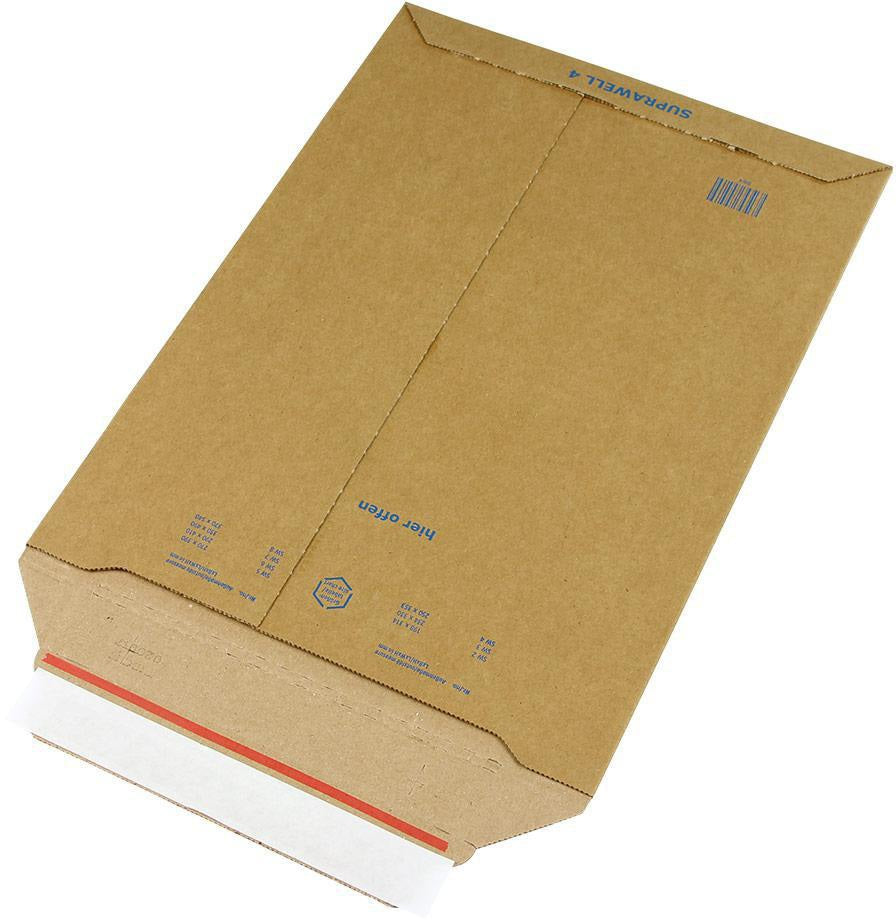 Versandtasche Suprawell B5 194x310 mm Wellpappe braun von TRANSPAK – 100 Stück