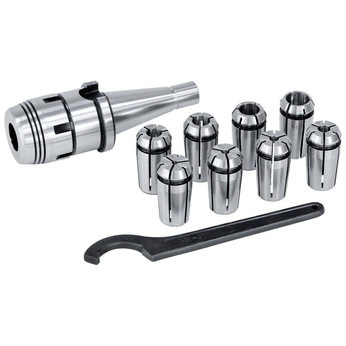 BERNARDO Spannmittel für Werkzeuge – Modell Fräser-Spannzangenfutter OZ-Set, ISO 40, 4 - 16 mm