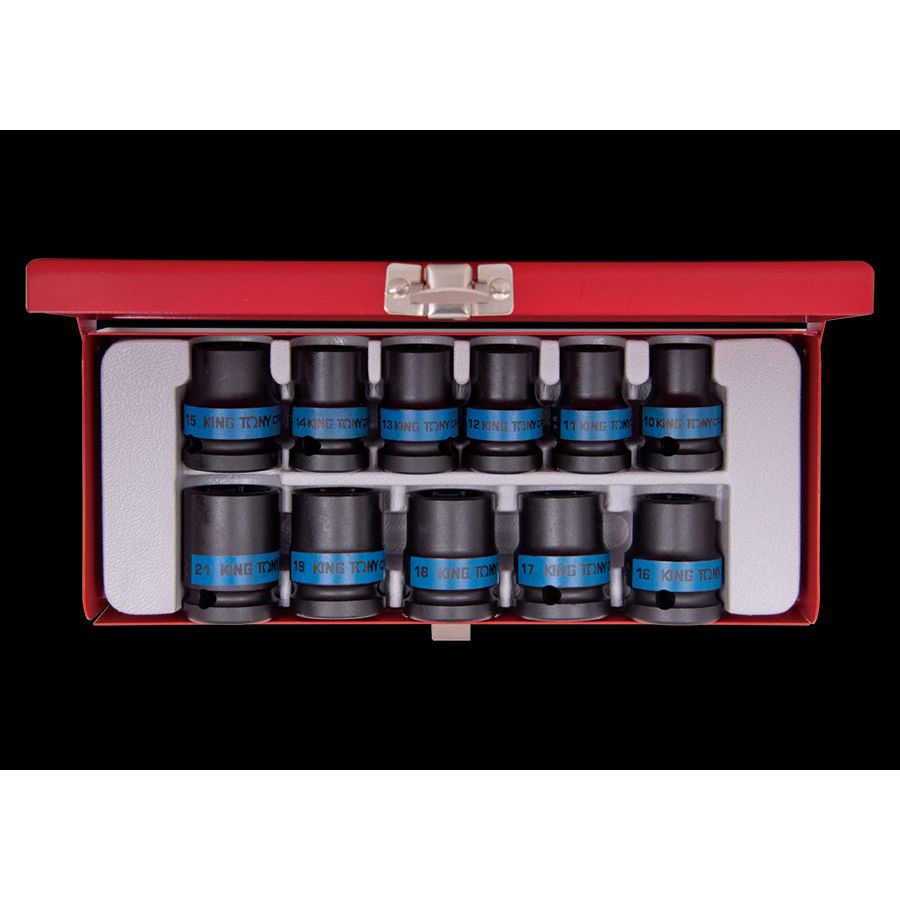 KING TONY Profi-Werkzeuge - 1/2" Kraft-Steckschlüsselset, metrisch - 11 tlg. 4412MP