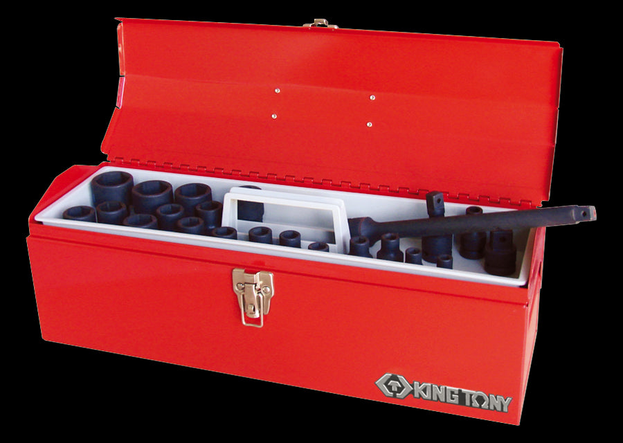 KING TONY Profi-Werkzeuge - 1/2" Werkzeugkisten-Set,Kraft-Steckschlüssel, Zoll + metrisch 4422MP01