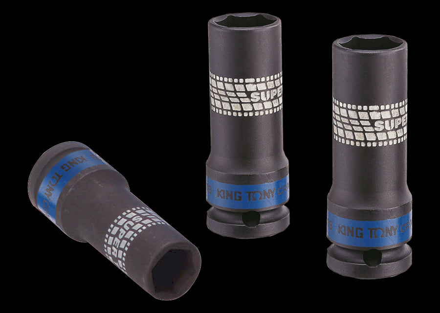 KING TONY Profi-Werkzeuge - 1/2" Kraft-Steckschlüsselset, lang, metrisch, Steckleiste - 3 tlg. 4403MP