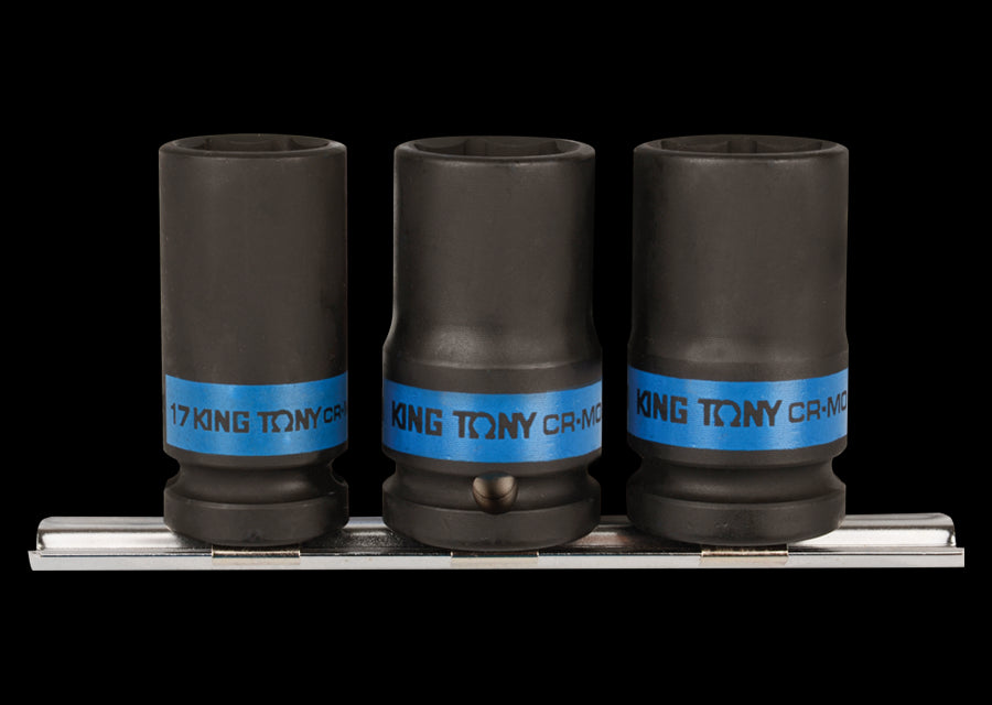 KING TONY Profi-Werkzeuge - Kraft-Steckschlüsselset, metrisch, schmal - 3 tlg. 4423MP